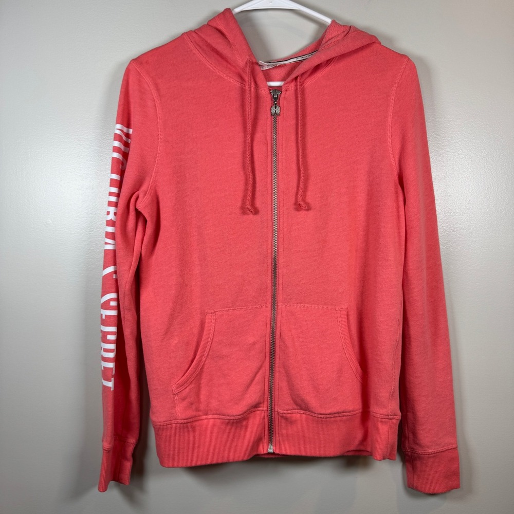 Victoria's Secret Supermodel Essentials Coral Pink Hoodie Varsity V Logo XS Rare